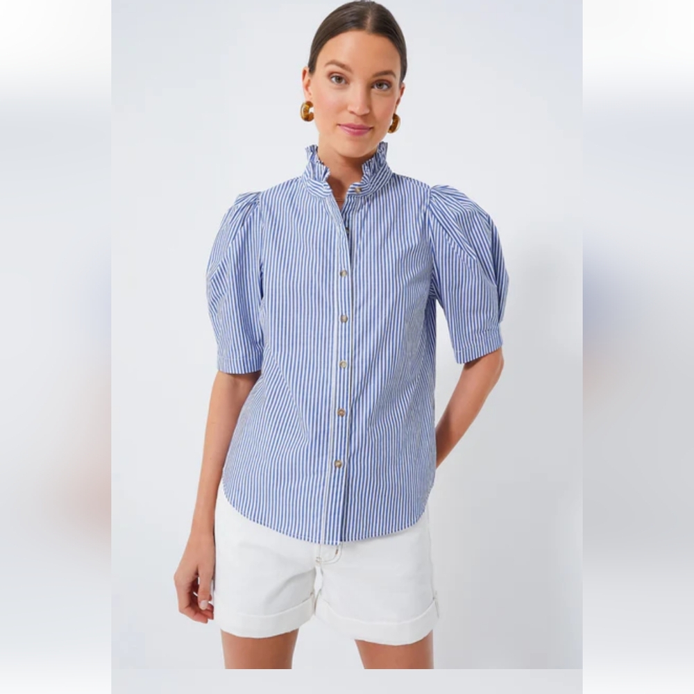 Pomander Place Blue Striped Alicia Blouse